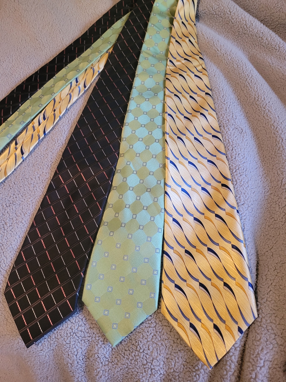 Classic Men's Silk Tie (3) Set in Yellow, Green & Black